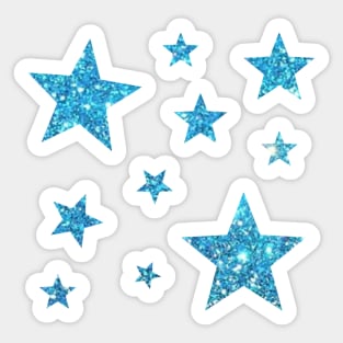 Light Blue Faux Glitter Stars Sticker